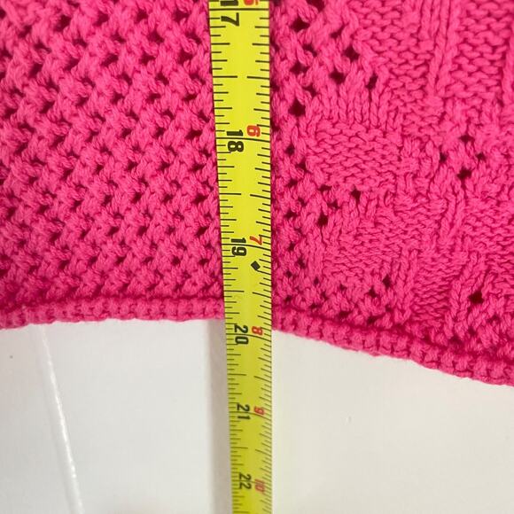 Y2K Hot Pink Crochet Tank Top M Floral Knit Cotton NWT Coquette Fairy USA Made - Picture 8 of 8